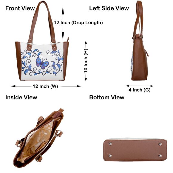 Printed Leather Shoulder Tote Bag for Women–Sling Bag Daily Use Purse for Office - Picture 3 of 10